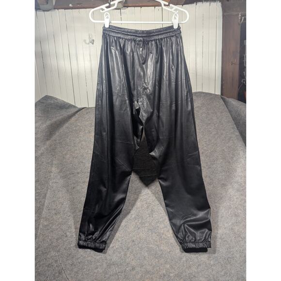 BLANKNYC Vegan Leather NWT Elastic Waist Leg Jogger Slash Pockets Black Pants-29 - Picture 5 of 7